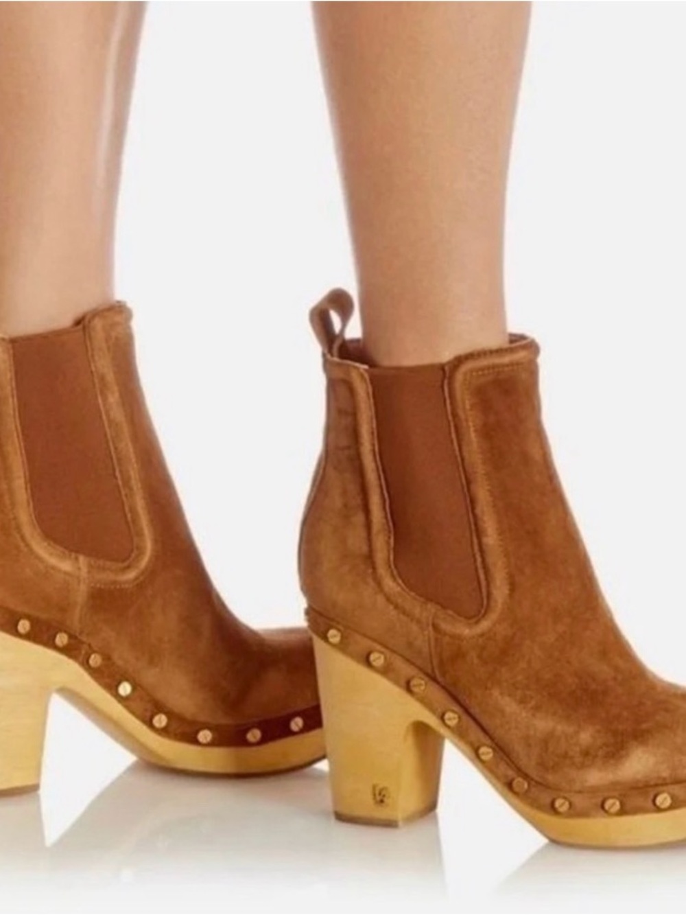 Veronica Beard Chestnut Suede Chelsea Clog Boot